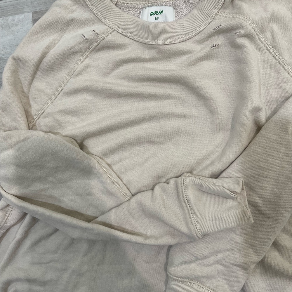 AERIE distressed cropped sweatshirt